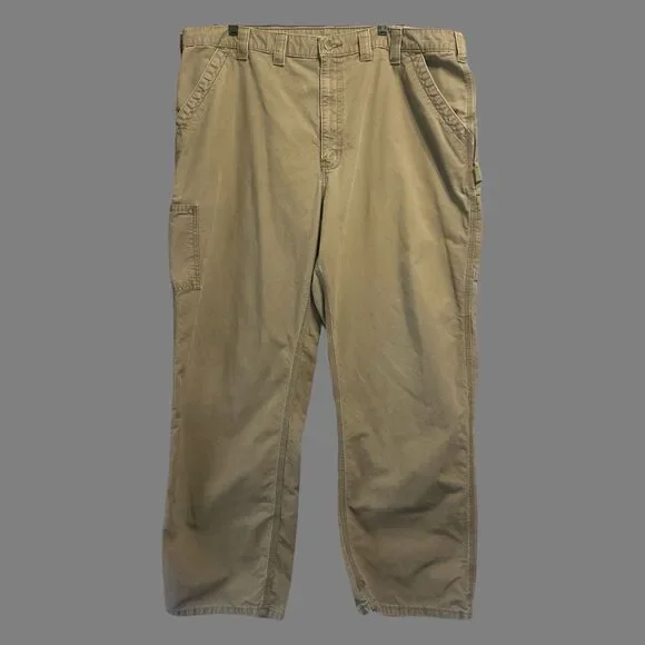 Carhartt Carpenter Canvas Work Pants Dungaree Fit B151 LBR Mens 44x32 Brown - Picture 2 of 10